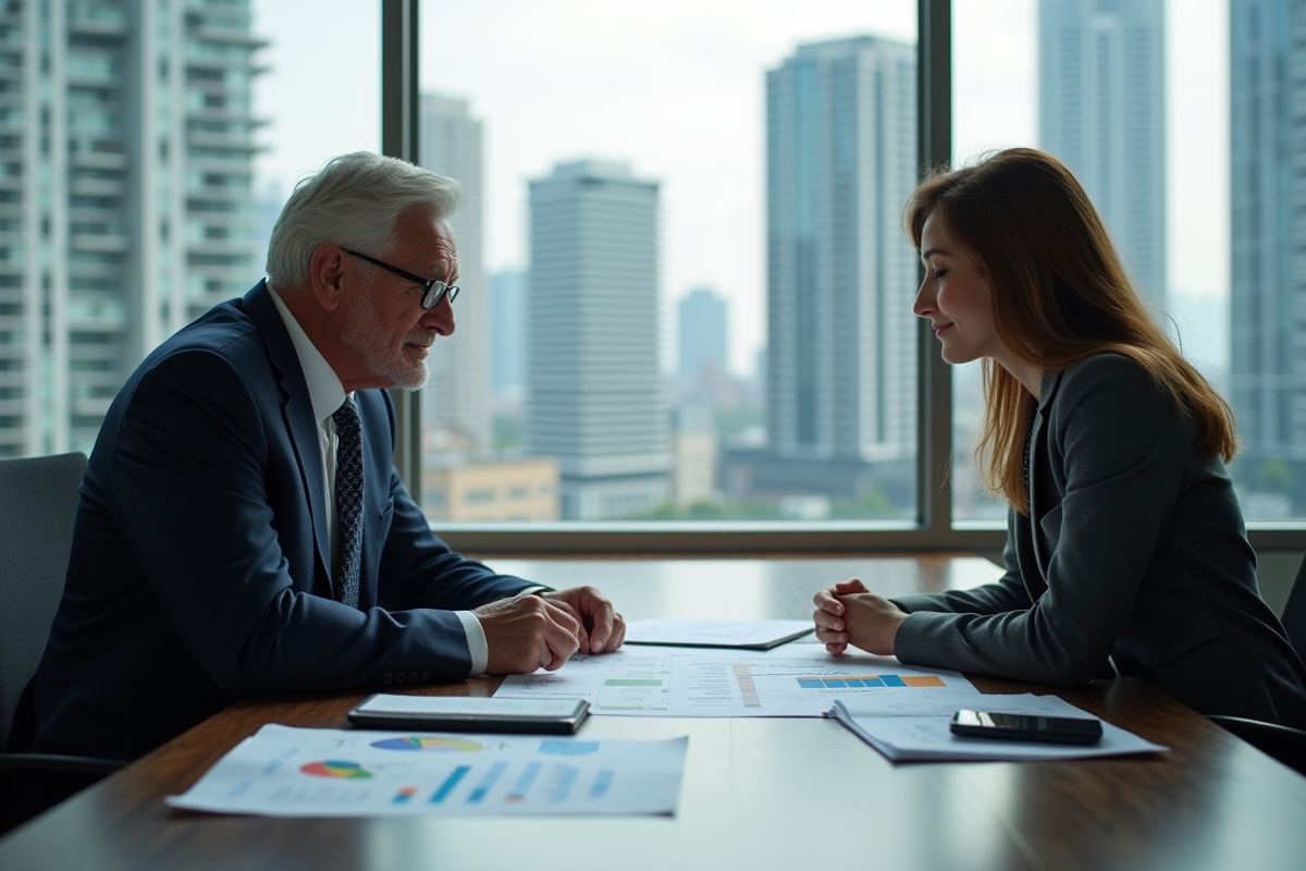 Conseiller financier et cliente analysant des graphiques au bureau