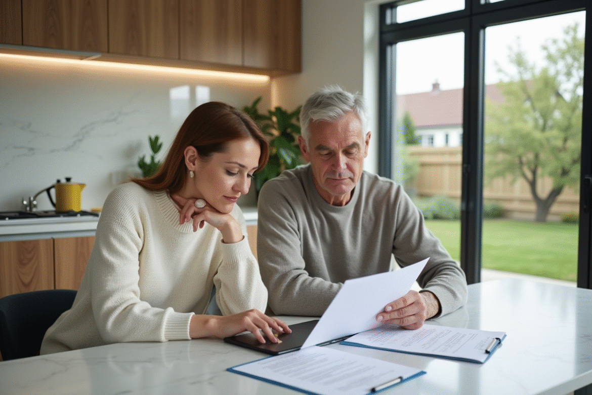 Couple d'adultes recherchant un bien immobilier à la maison