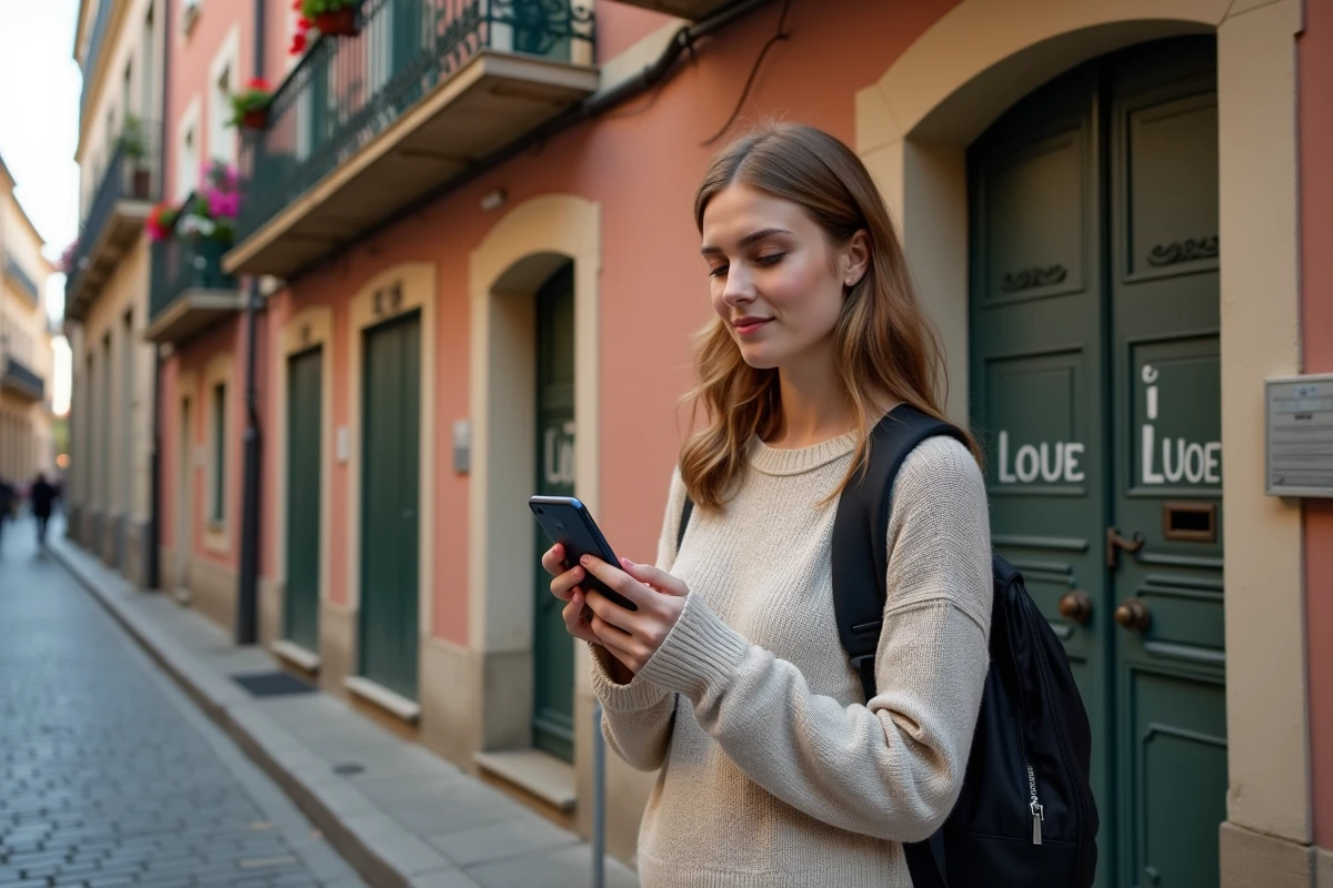 Étudiante Erasmus visitant un appartement à louer à Toulouse trouvé sur Le Bon Coin