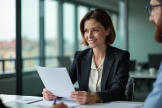 Femme d affaires en réunion dans un bureau lumineux à Lyon
