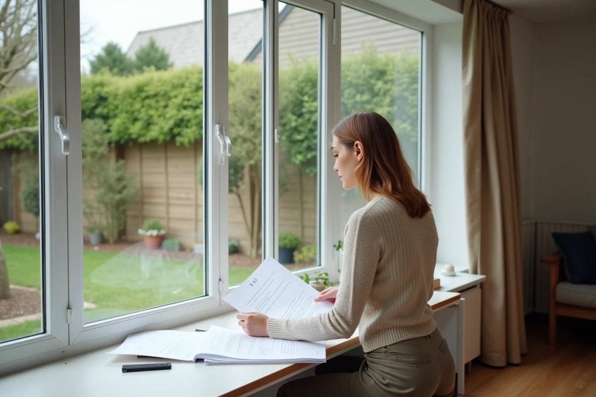 Femme vérifiant des papiers près d