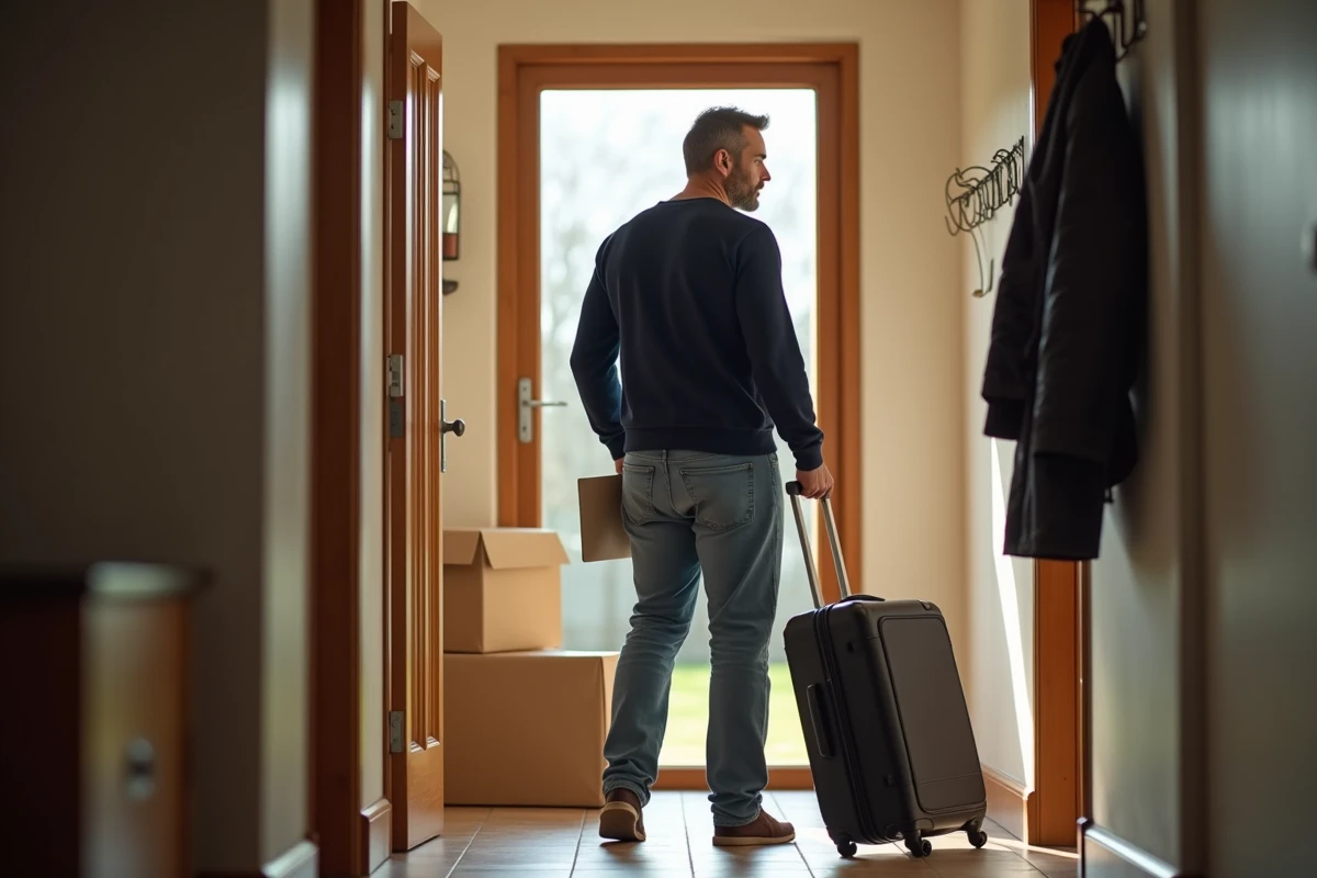 Homme avec valise et dossier à l