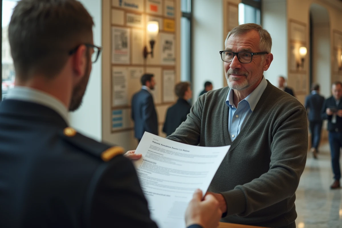 Homme remettant des papiers d