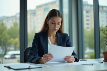 Jeune femme d'affaires en réunion de location