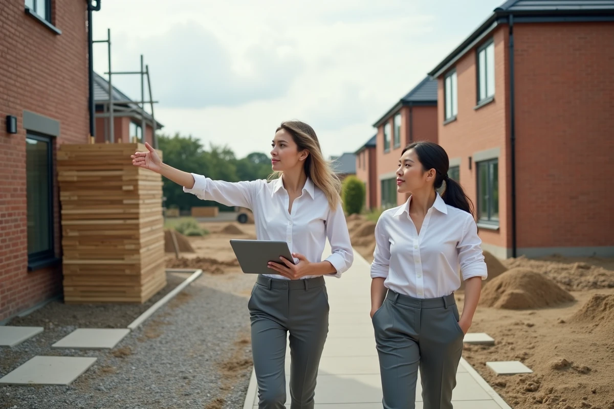 Jeune femme consultante en immobilier sur un chantier de construction
